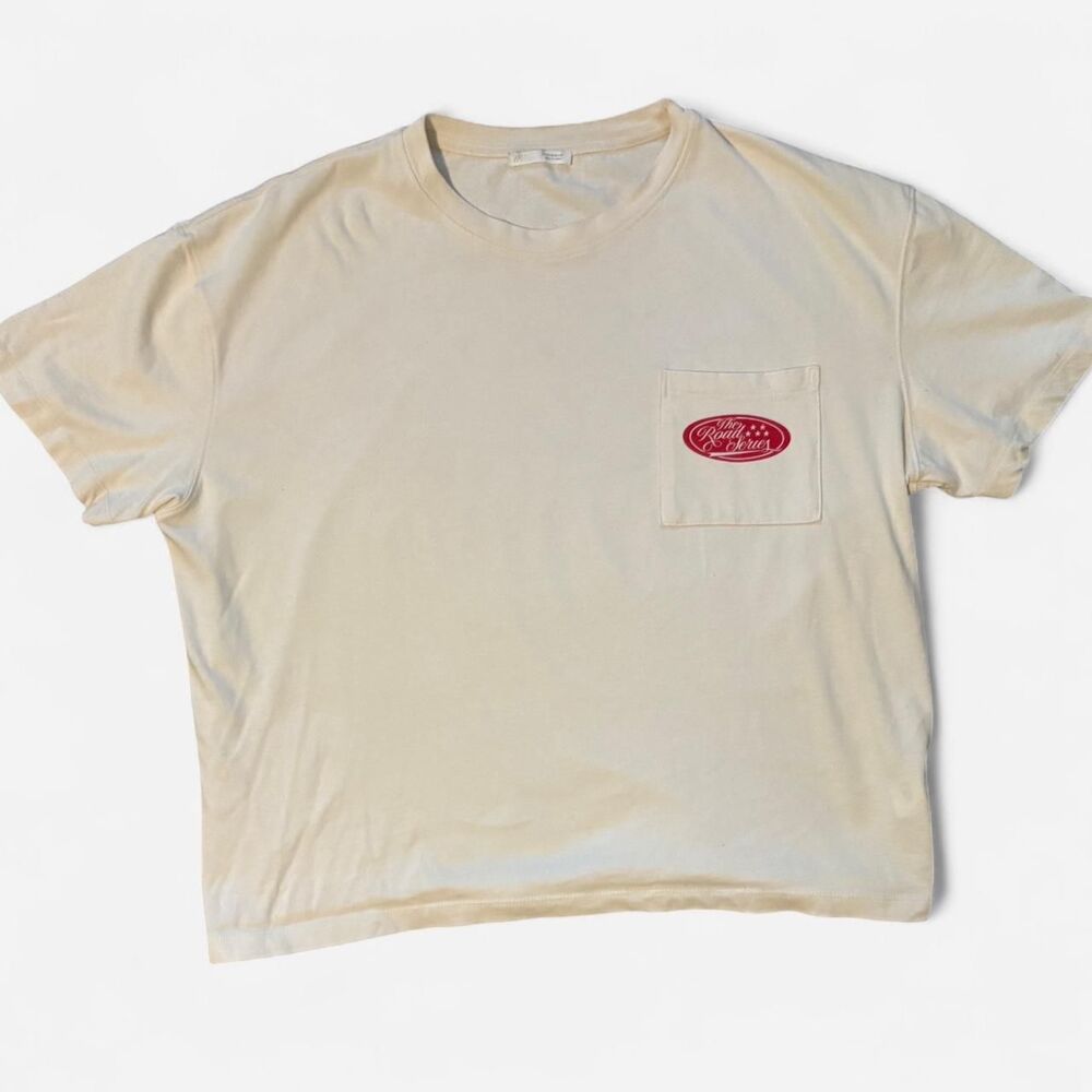 Zara Men's Cream and White T-shirt